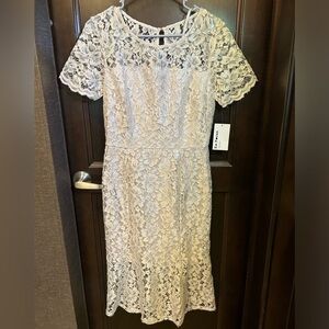 Encore cream lace cocktail dress.